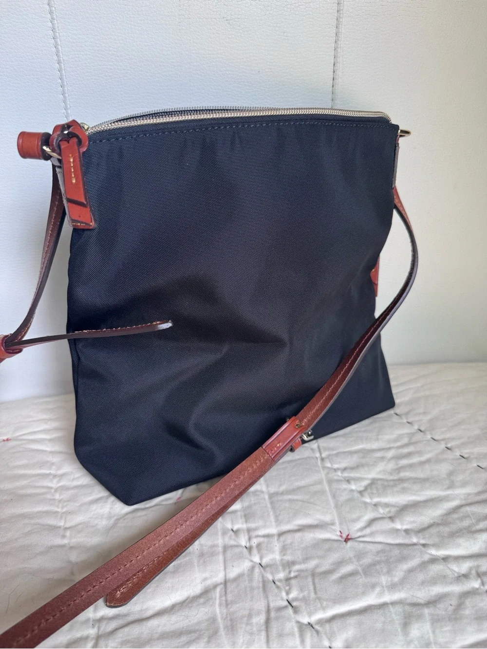 Dooney & Bourke Black Nylon Crossbody with Brown Leather Trim - Picture 3 of 8